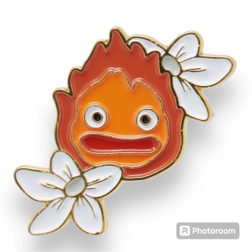 Studio Ghibli Howl's Moving Castle Calcifer Floral Enamel Pin